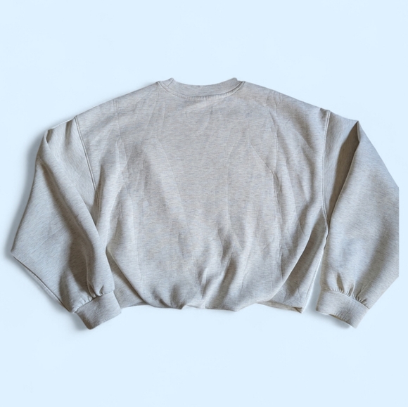 *Like New* Old Navy Bounce Fleece Bubble Hem Sweatshirt Oatmeal Heather Size L - Picture 4 of 8